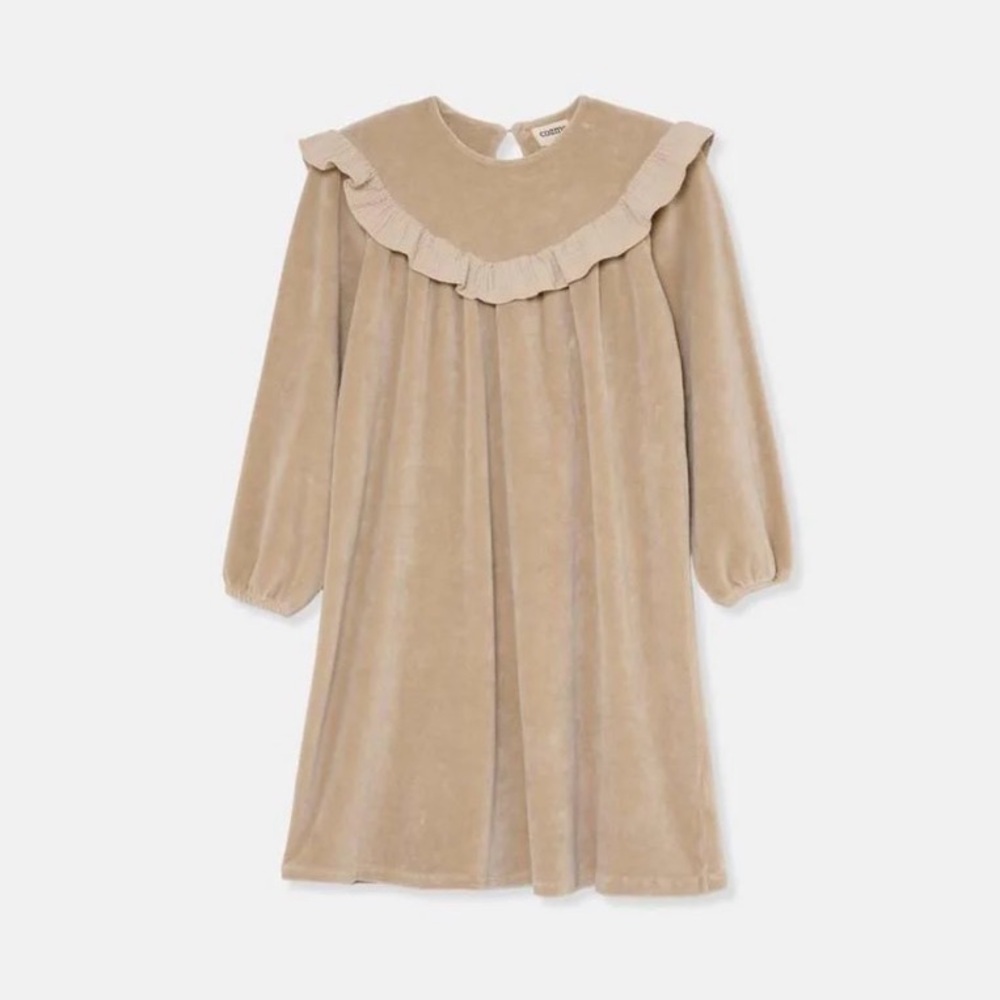 🌈 Cozmo 🌈Organic velour dress Stone 8y